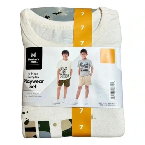 Member's Mark Boys 4 Piece Everyday Playwear Short Set Dinosaur NWT 6,10,12 - Picture 1 of 7